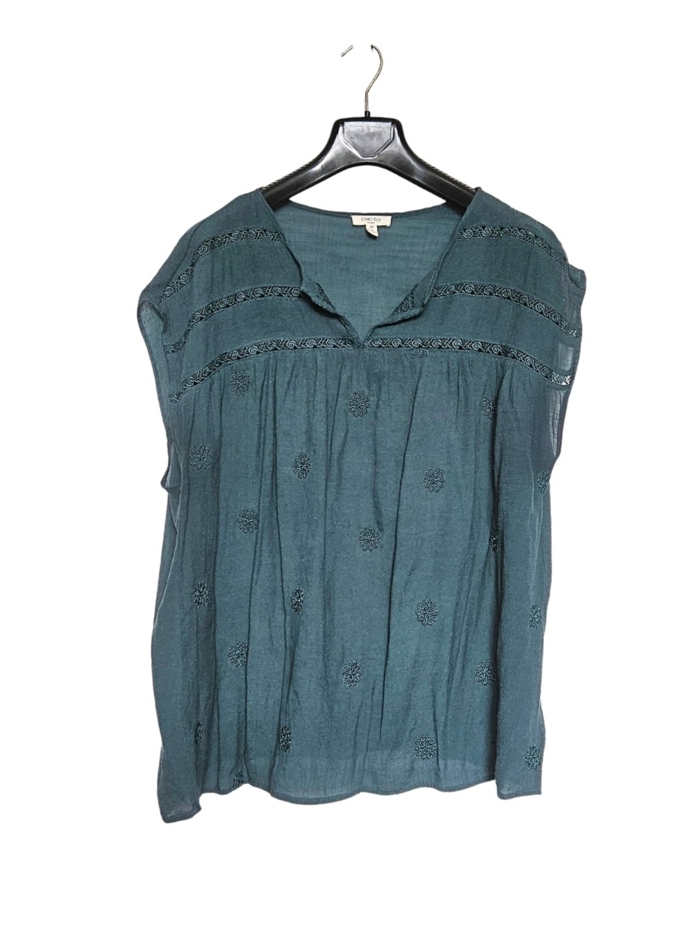 Como Blu Women's Plus Size 2X Embroidered Short-Sleeve Peasant Top